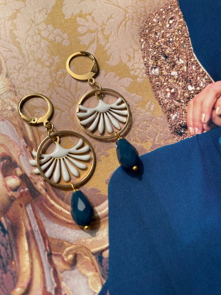 Orecchini goccia in vetro, cerchio e fontanella
