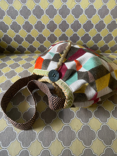 Borsa grande in velluto multicolore