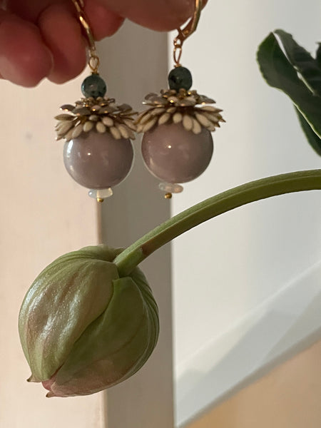 Orecchini navicella grande a fiore tridimensionale