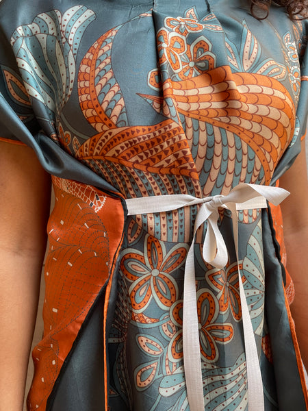 Top foulard arancio e verde