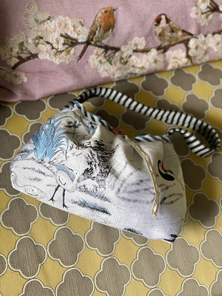 Borsa tessuto con airone