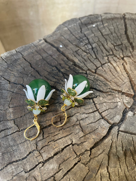 Orecchini navicella grande a fiore tridimensionale