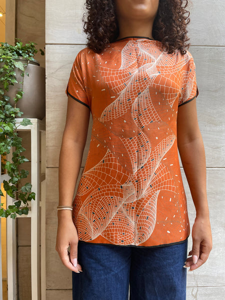 Top foulard arancio e verde