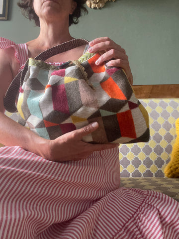 Borsa grande in velluto multicolore