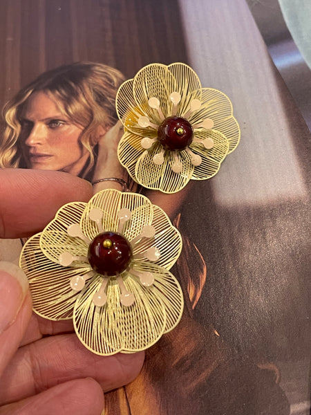 Orecchini a lobo fiore in filigrana