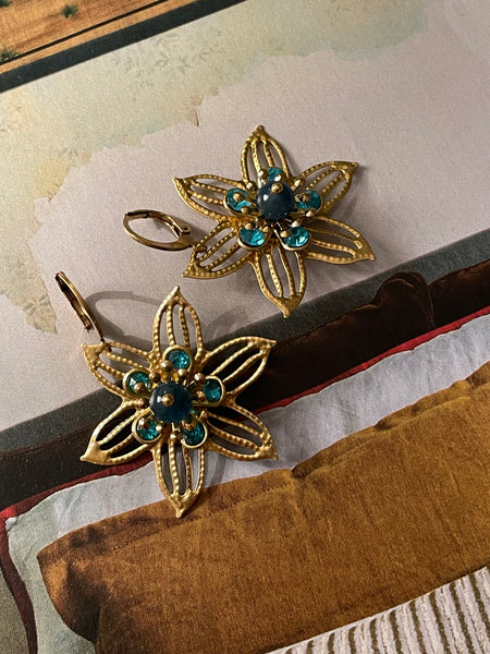 Orecchini fiore filigrana e fiore smaltato