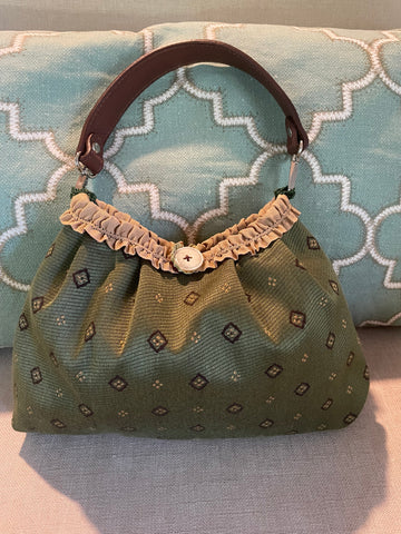 Borsa media in tessuto verde militare cravatta