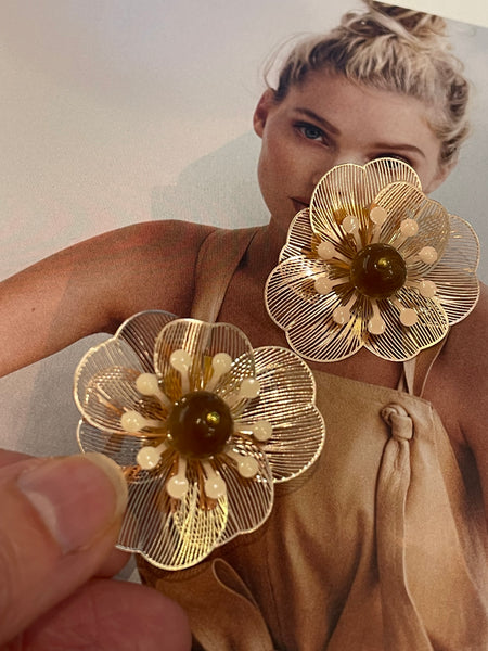 Orecchini a lobo fiore in filigrana