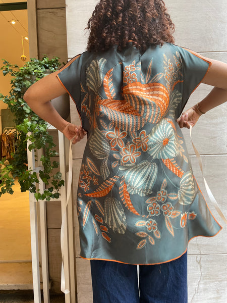 Top foulard arancio e verde