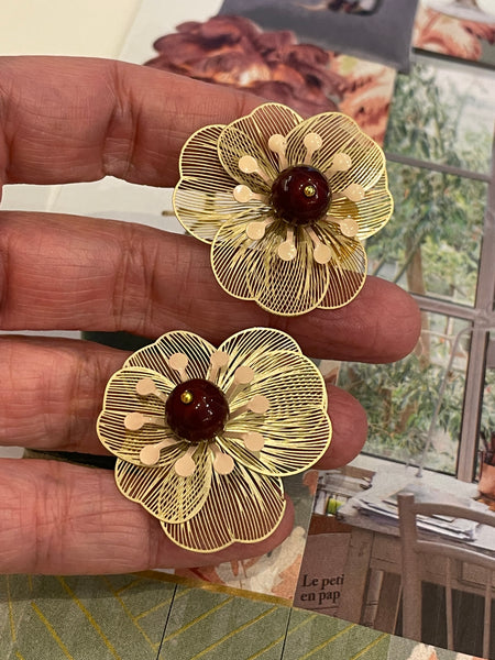 Orecchini a lobo fiore in filigrana