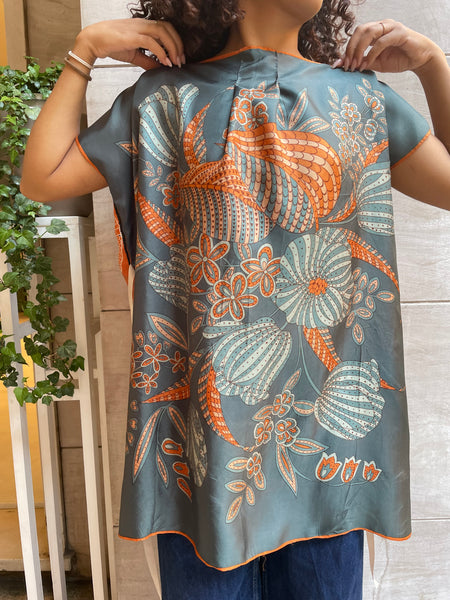 Top foulard arancio e verde