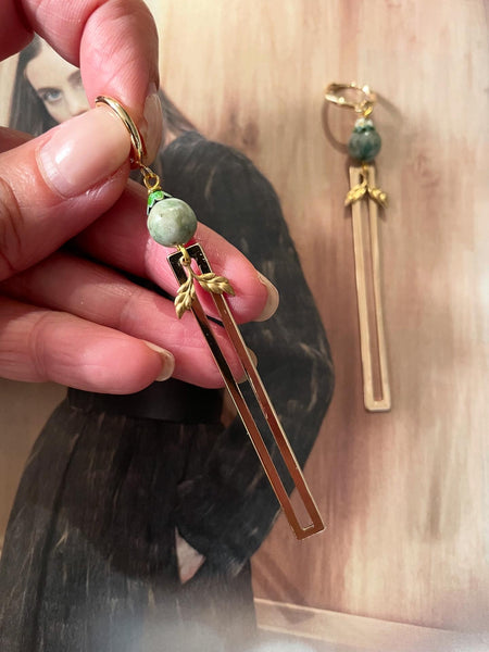 Orecchini rettangolo vuoto e foglioline