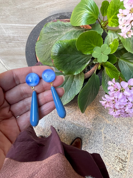 Orecchini pastiglia vetro e goccia pendente
