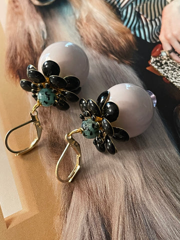 Orecchini navicella grande a fiore tridimensionale