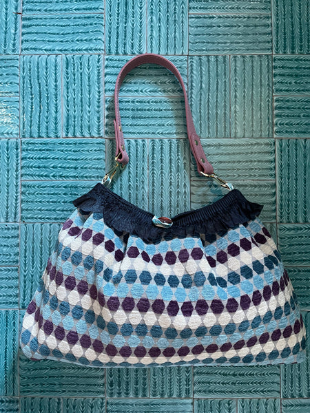 Borsa grande in velluto a disegni