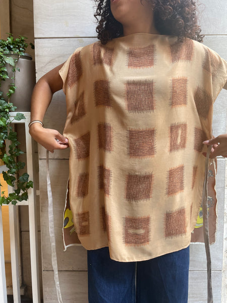 Top foulard beige e giallo