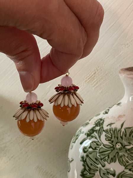 Orecchini navicella grande a fiore tridimensionale