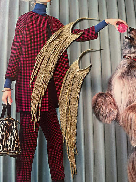 Orecchini Frangia Dorata lunga