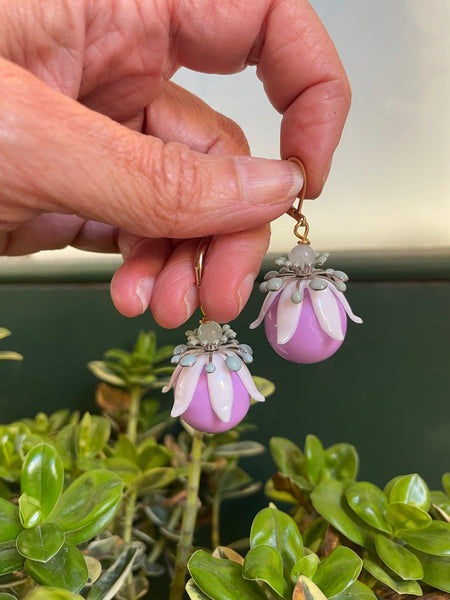 Orecchini navicella grande a fiore tridimensionale