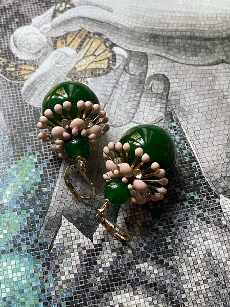 Orecchini navicella grande a fiore colorato