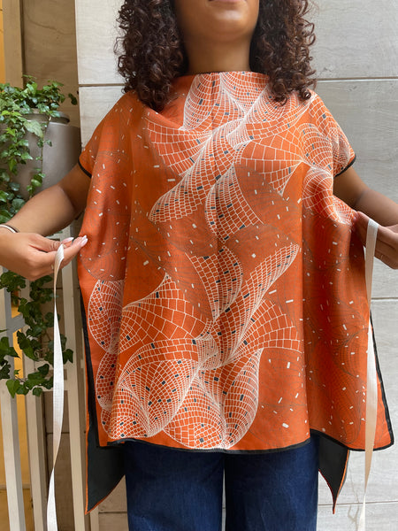 Top foulard arancio e verde