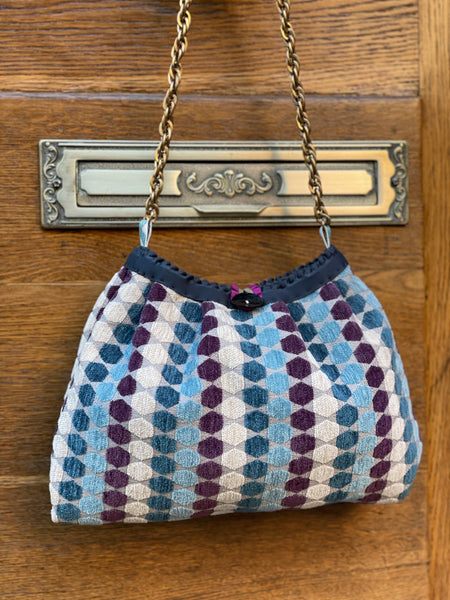 Borsa media in tessuto di velluto ad esagono colorati