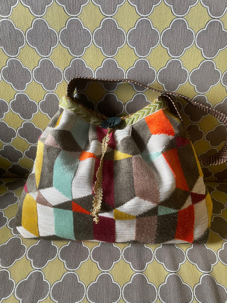 Borsa grande in velluto multicolore