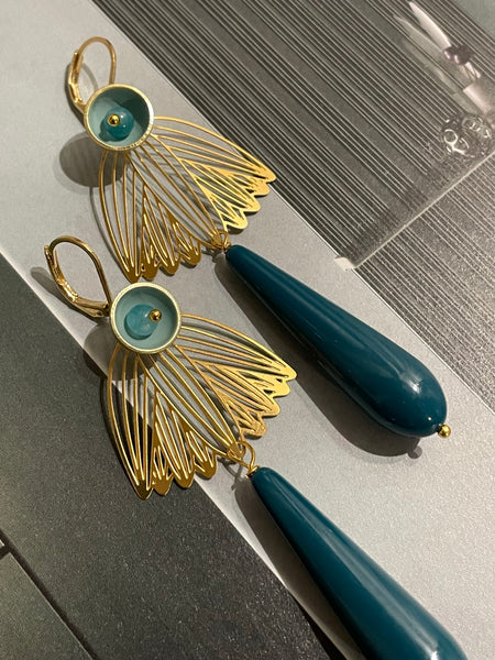 Orecchini pendenti con filigrana a ventaglio