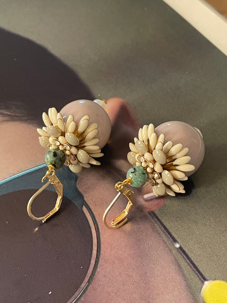 Orecchini navicella grande a fiore tridimensionale