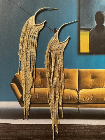 Orecchini Frangia Dorata lunga