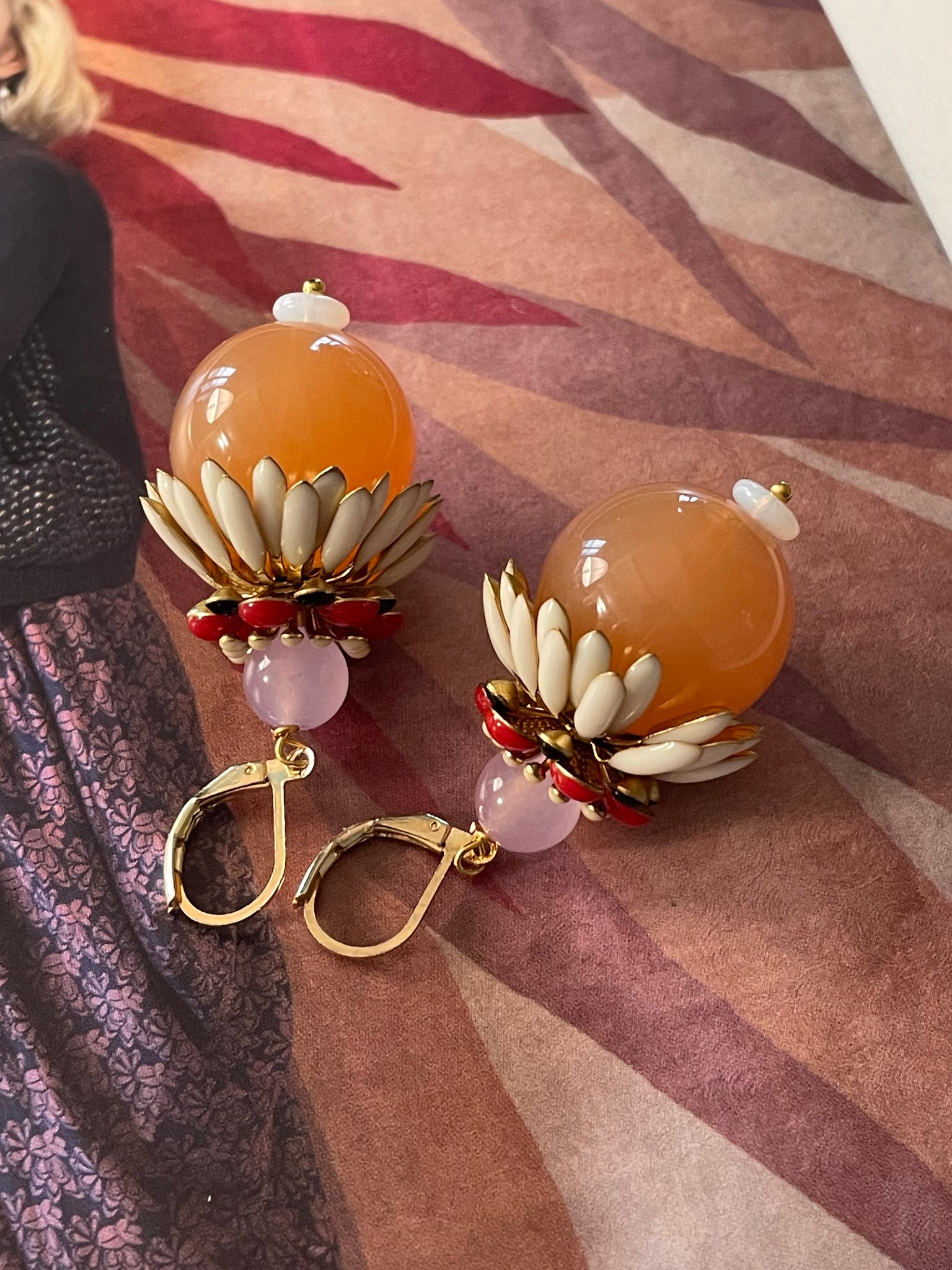 Orecchini navicella grande a fiore tridimensionale