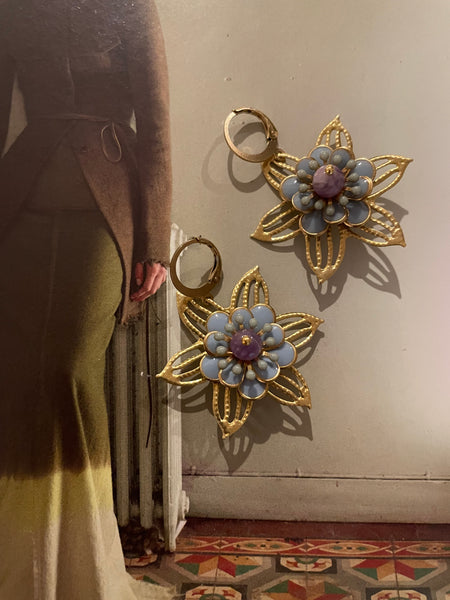 Orecchini fiore filigrana e fiore smaltato