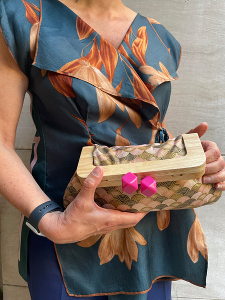 Borsa pochette clic clac arcobaleni dorati