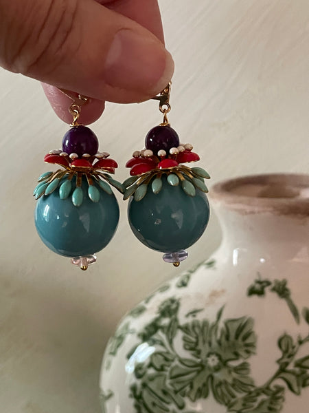 Orecchini navicella grande a fiore tridimensionale