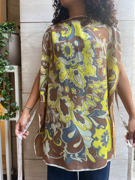 Top foulard beige e giallo