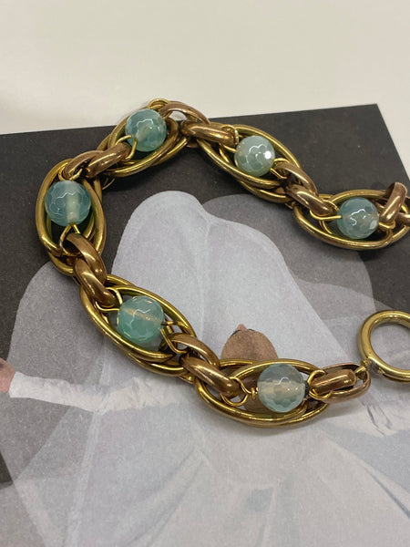 Bracciale in maglia incastonata e pietre in agata sfaccettata