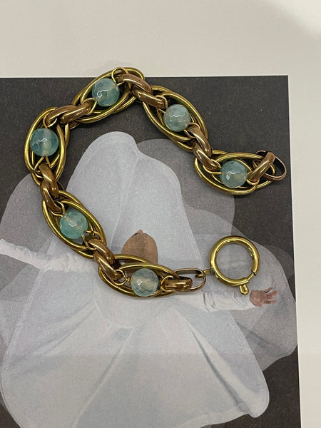 Bracciale in maglia incastonata e pietre in agata sfaccettata