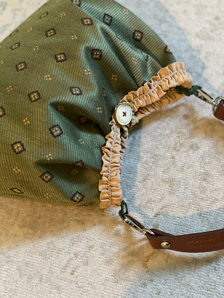 Borsa media in tessuto verde militare cravatta