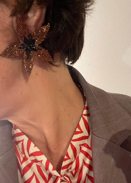 Orecchini stella marrone