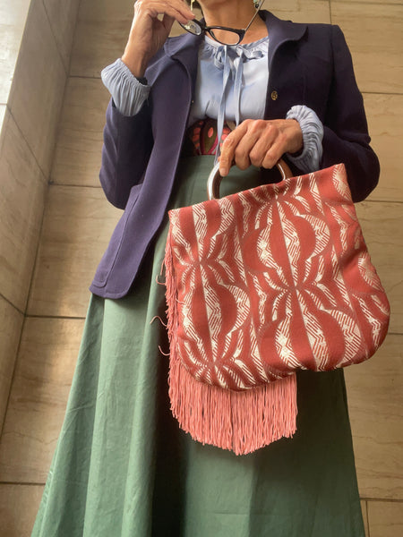 Borsa Charleston blu e rosso mattone