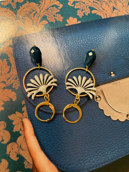 Orecchini goccia in vetro, cerchio e fontanella