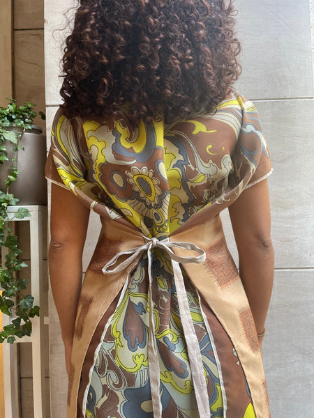 Top foulard beige e giallo
