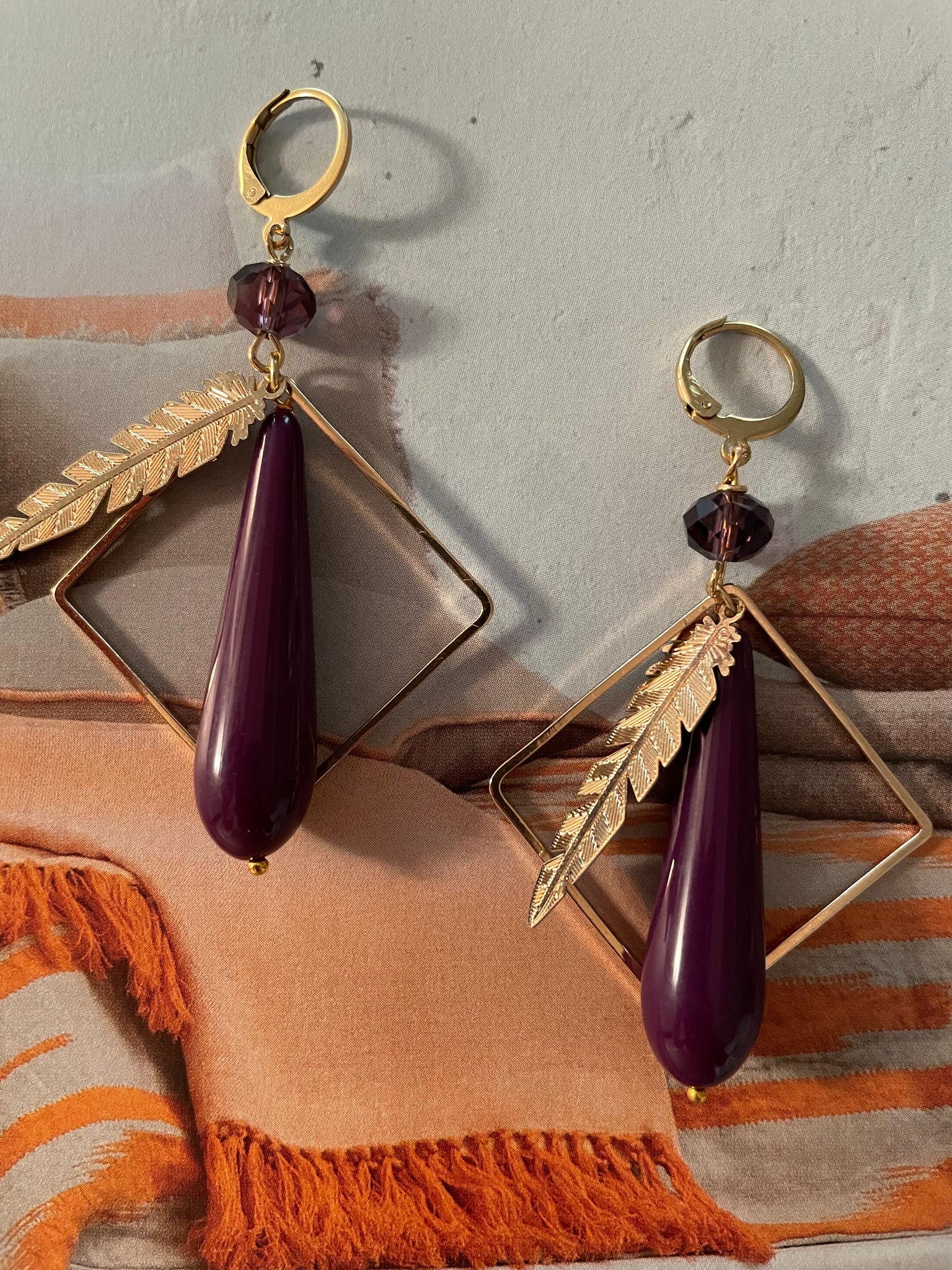 Orecchini rombo, goccia e foglia