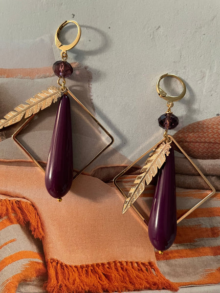 Orecchini rombo, goccia e foglia