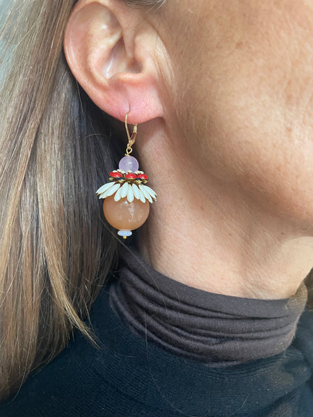 Orecchini navicella grande a fiore tridimensionale