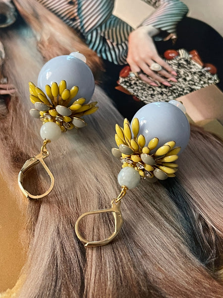 Orecchini navicella grande a fiore tridimensionale