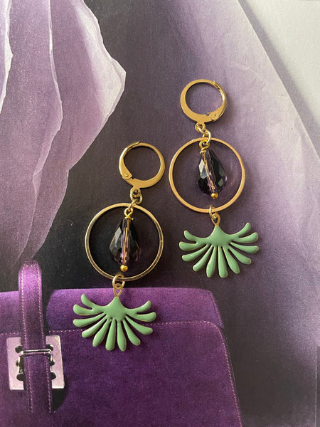 Orecchini goccia in vetro, cerchio e fontanella