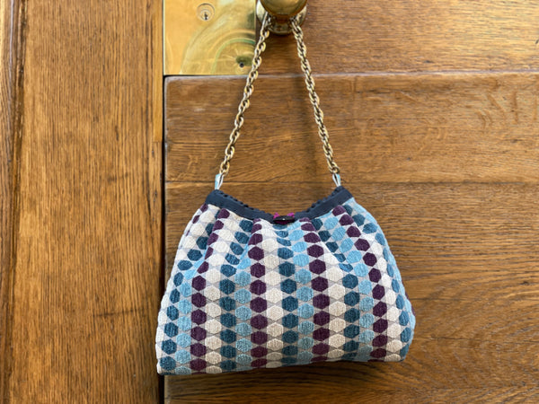 Borsa media in tessuto di velluto ad esagono colorati