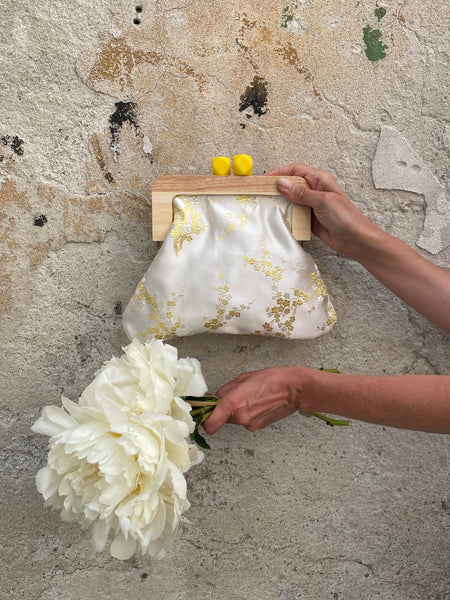 Borsa pochette clic clac fiorellini gialli