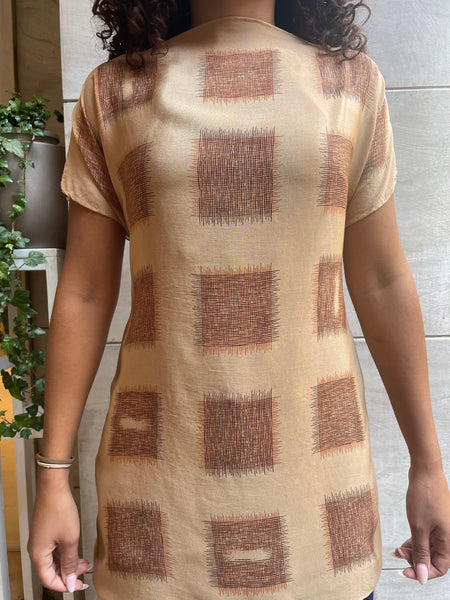 Top foulard beige e giallo